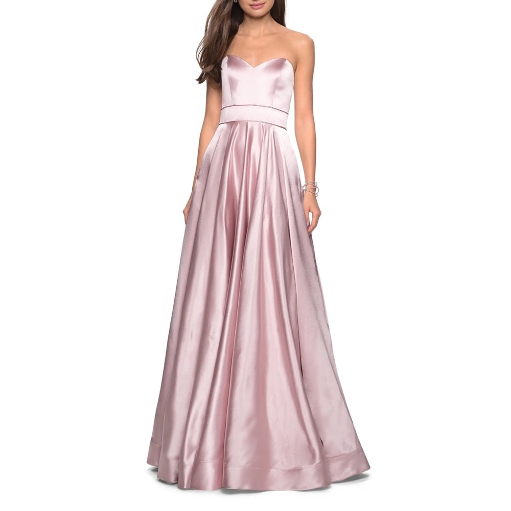 LA Femme Strapless Satin Ballgown 🌺IN STORES🌺